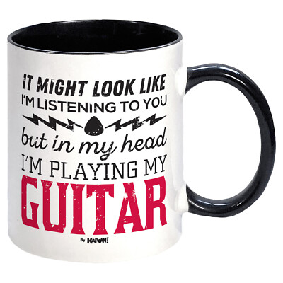 Playing My Guitar Mug. Rock Music Musician Fan Gift Present Funny Mug for Him
