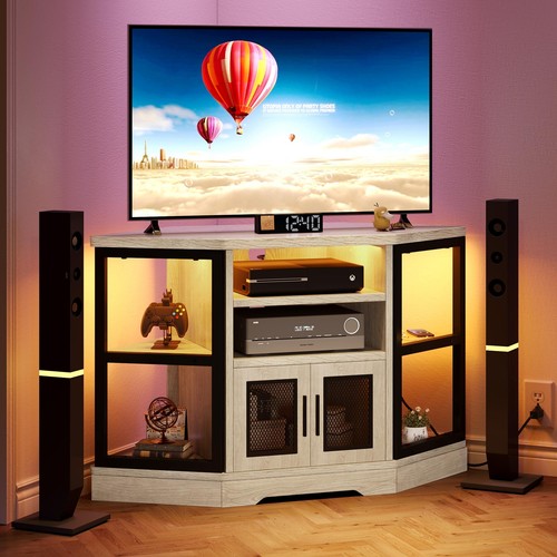 Tv Media Console With Led Lights And Power Outlets
