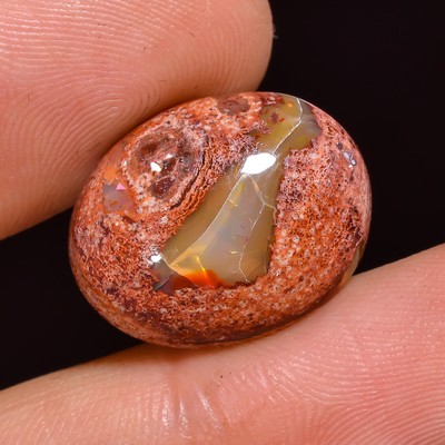 08.85Cts. 100% Natural Multi Fire Mexcian Fire Opal Oval Cabochon Loose Gemstone