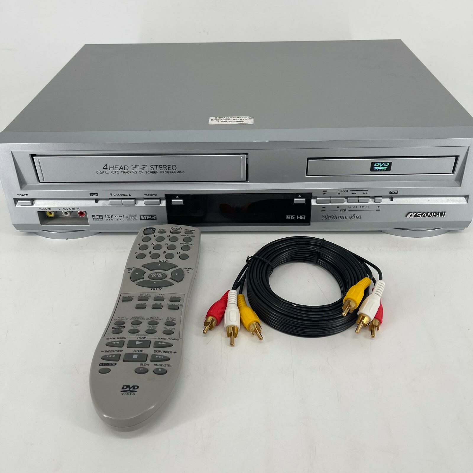 Sansui DVD/VCR Combo Player 4 Head Model VRDVD4000A w/ Remote & Cablesの