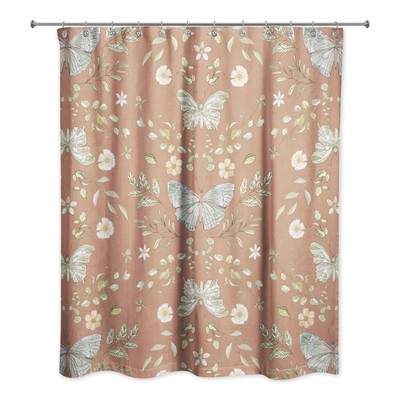 Creative Products Rust Orange Butterfly Pattern 71x74 Shower Curtain