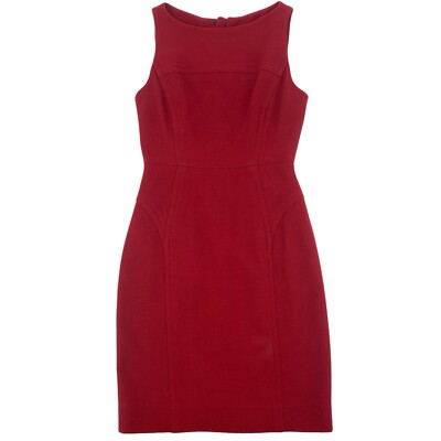 MILLY Red Wool Blend Sleeveless Pencil Dress Size 8 Tweed FALL