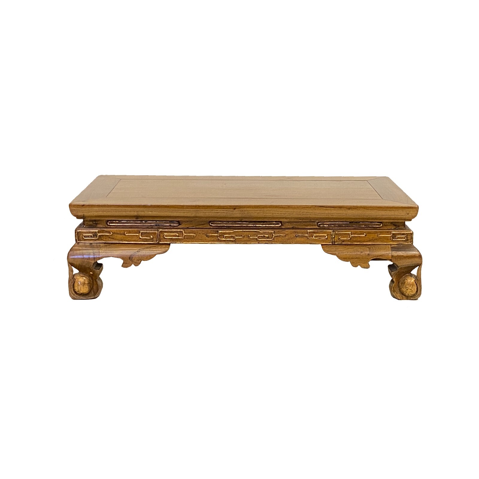Light Brown Oriental Ribbon Ball Carving Rectangular Table Stand ws2143S Light Brown Oriental Ribbon Ball Carving Rectangular Table Stand ws2143S