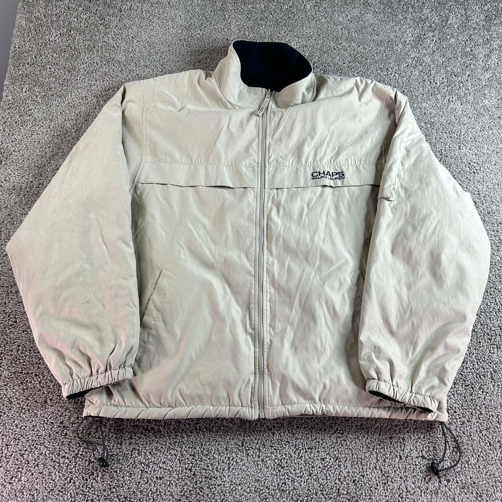 VINTAGE Ralph Lauren Chaps Jacket Mens XXL Beige Blue VINTAGE Ralph Lauren Chaps Jacket Mens XXL Beige Blue