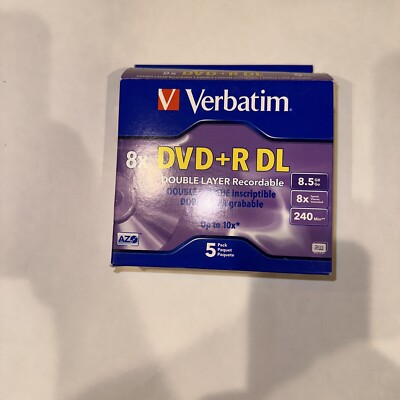 Verbatim Dual-Layer DVD+R Discs 8.5GB 8x w/Jewel Cases 5/Pack Silver 95311