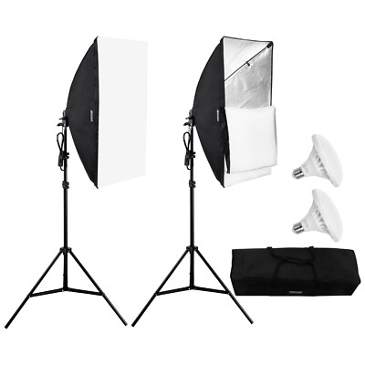 Softbox Lighting Kit 20 in x 28 in 30W 5500K LED Bulbs and Adjustable Stand