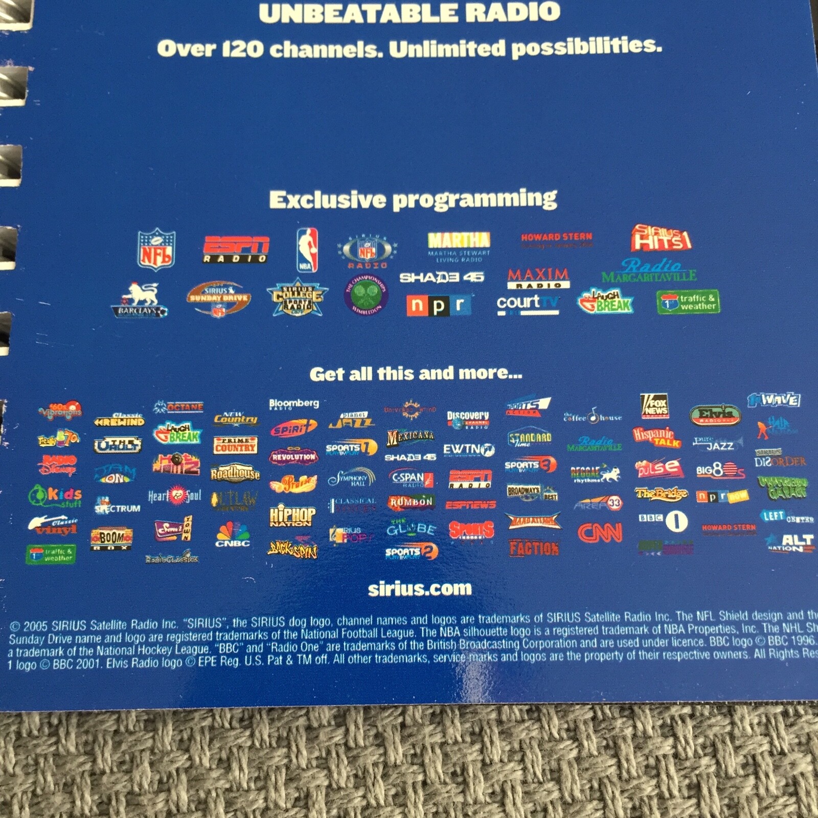 VERY RARE 2005 SIRIUS SATELLITE RADIO NOTE BOOK PAD - NEVER USED - COLLECTORS