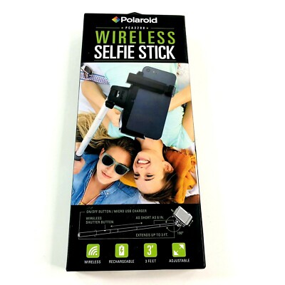 Polaroid Wireless 3 Feet Selfie Stick PCA3200 Rechargeable Adjustable Wireless