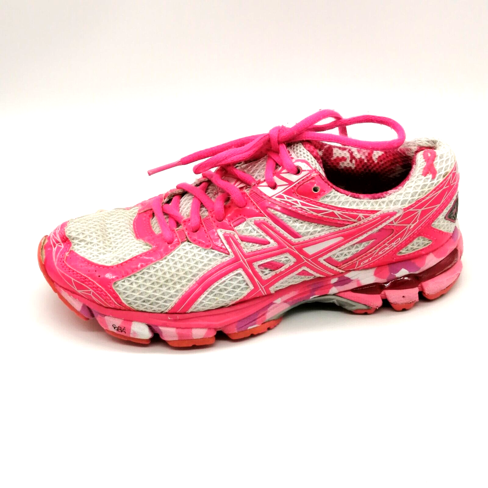 Asics Womens Sneaker White Pink Trim Lace Up Round Toe Low
