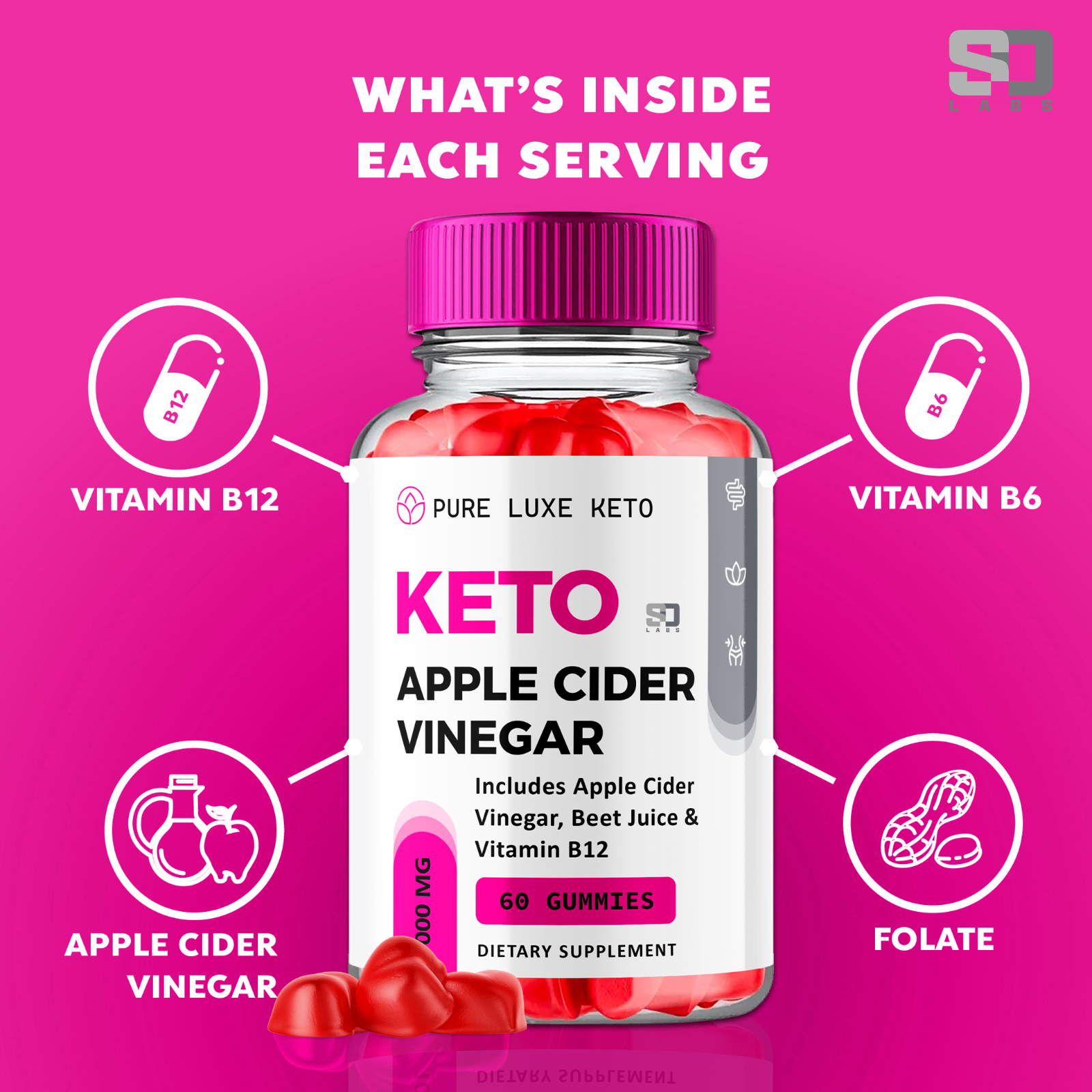 (2 Pack) Pure Luxe Keto Gummies, Pure Luxe ACV Keto+ Weight Loss (120 Gummies)