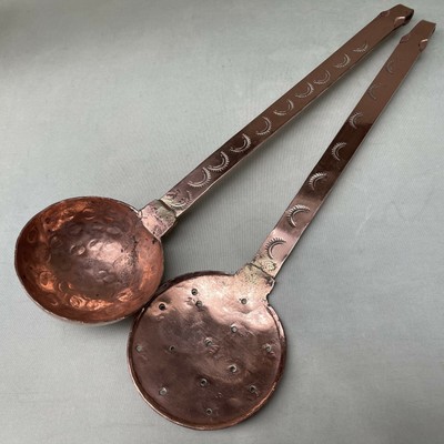 cream antique French Small ladle kitchen bronze and tinned copper Vintage fruits in alcohol