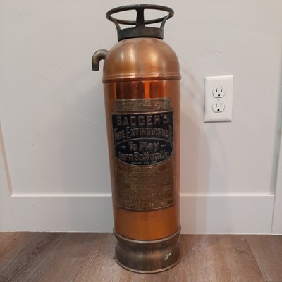 Vintage Antique Badger Copper and Brass Fire Extinguisher Empty