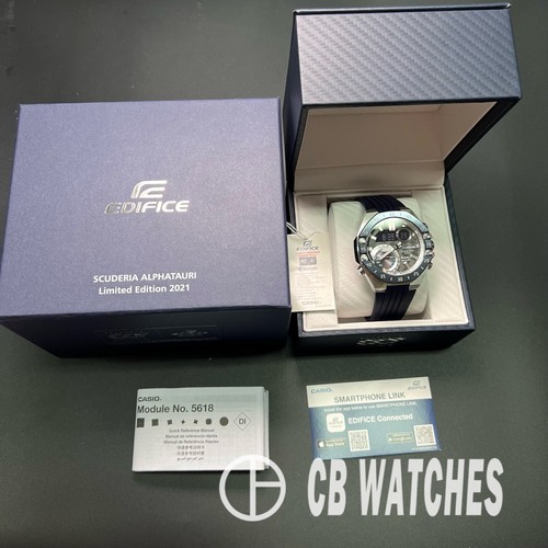 Pre-owned Casio Edifice Ecb-10at-1a Mobile Link Scuderia Alphatauri Limited