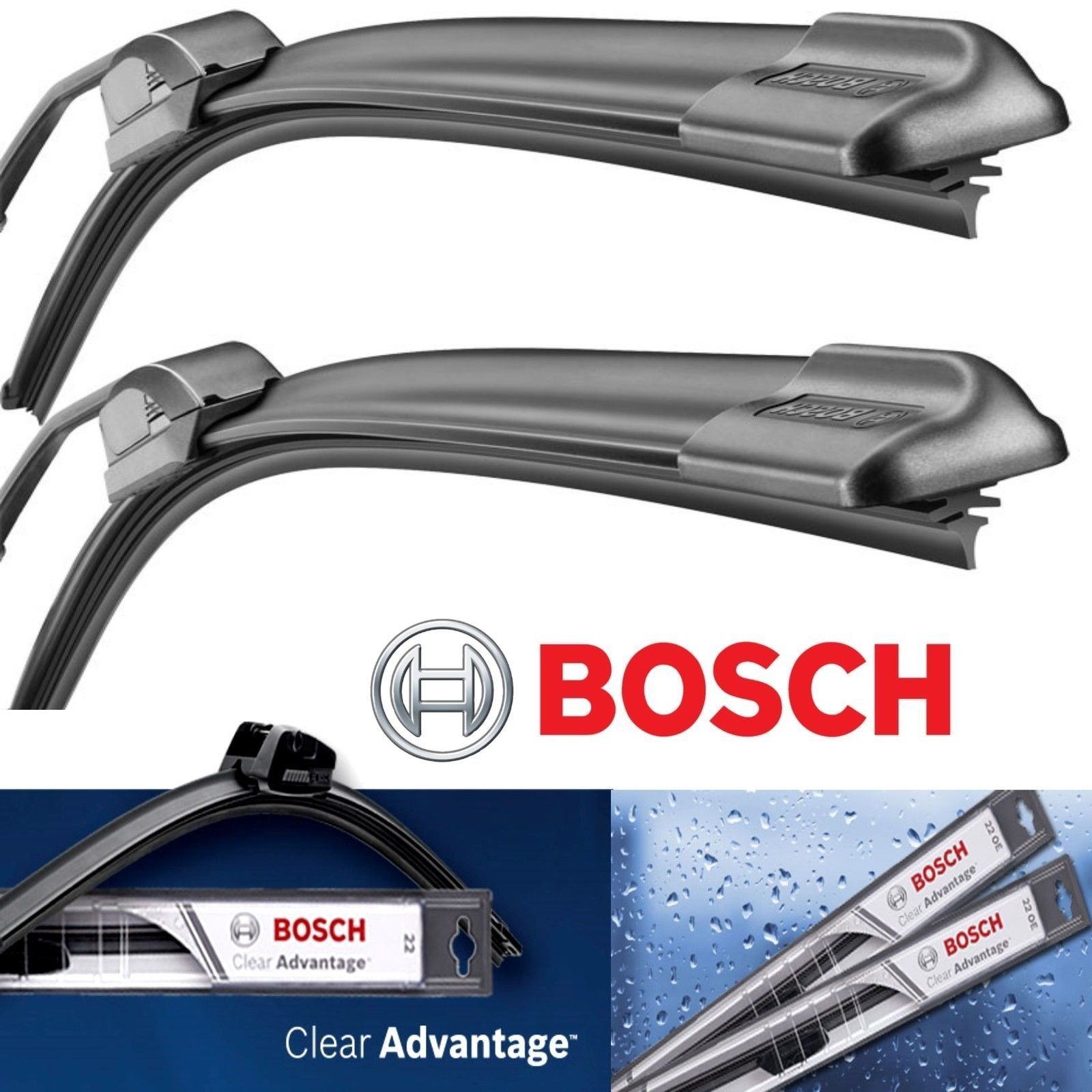 2 Bosch Clear Advantage Wiper Blade Size 21 & 19 Front Left And Right