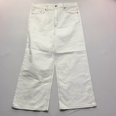 Loft Wide Leg Jeans Women Size 31 12 White Excellent Cropped High Rise