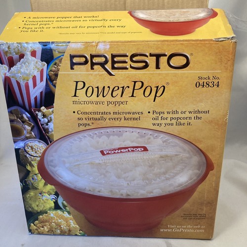 PRESTO Power Pop Microwave Popcorn Popper Red 04834 with Pow