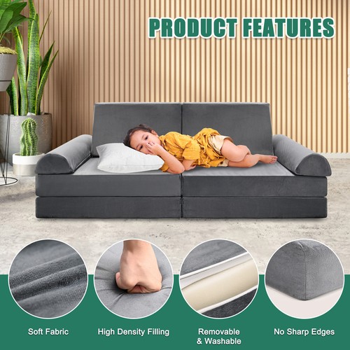 NAIZEA Kids Couch Play Set, 8PCS Modular Kids Sofa Couch Nugget Couch Playhouse