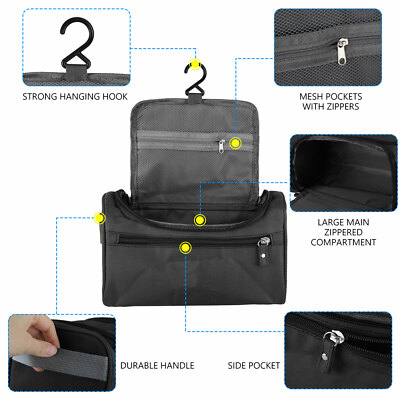 Men Women Travel Toiletry Bag Wash Kit Cosmetics Shaving Makeup Case Organizer