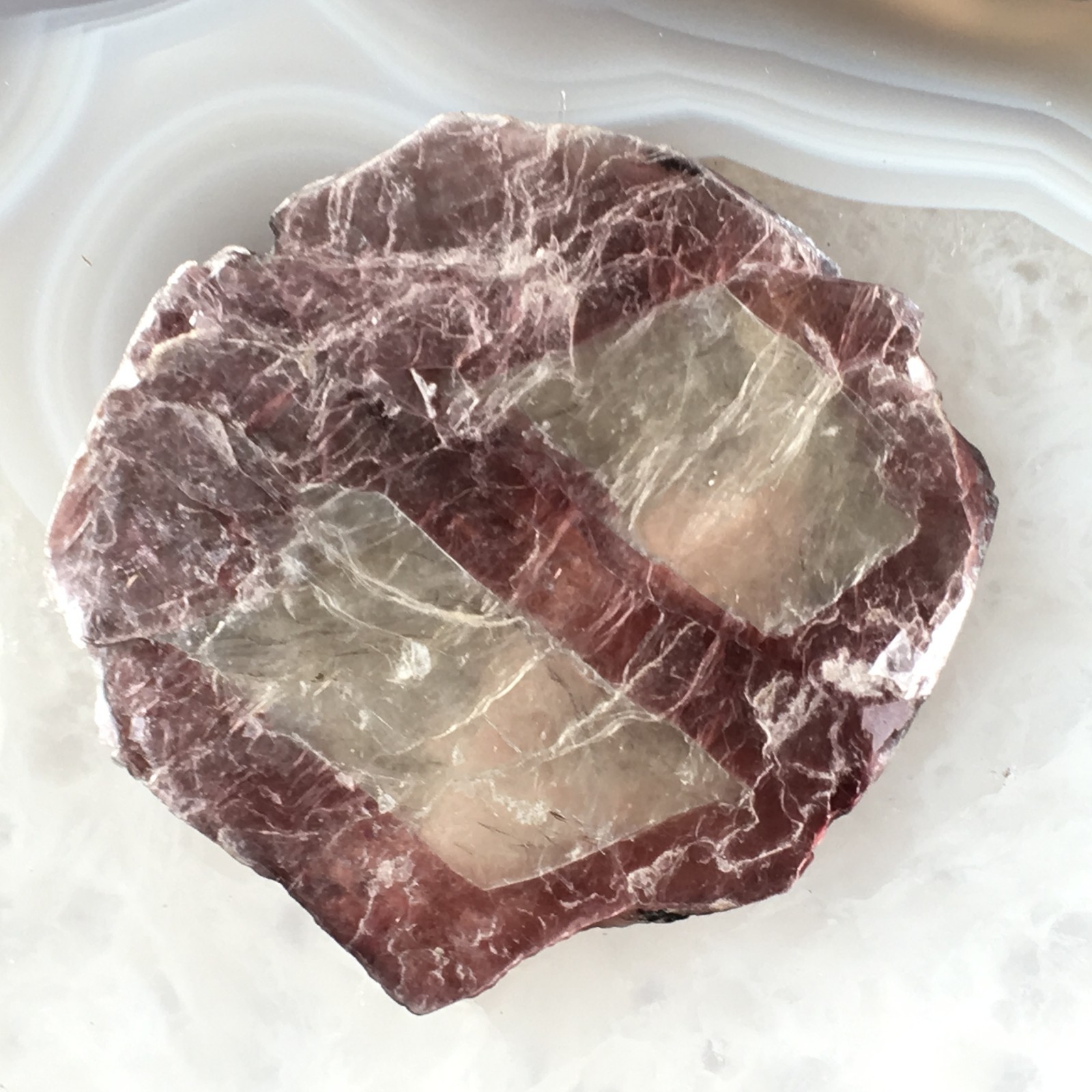 DOUBLE PHANTOM LEPIDOLITE CRYSTAL SEE-THRU WINDOW 40mm 7.3g PURPLE MICA SPECIMEN