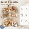 Kinkota Corner Bathroom Counter Organizer 3-Tier Bathroom Organizer Countertop with Hooks Perfume Organizers Storage Shelf for Makeup and Skincare Dresser-Clear