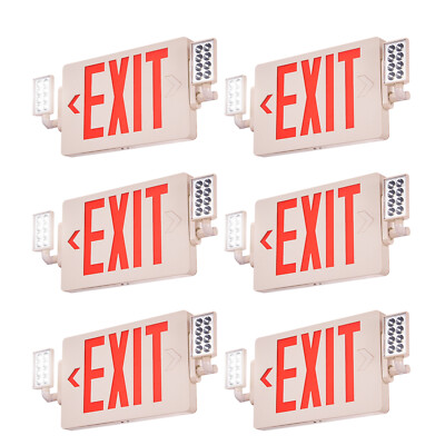 VEVOR 2 /4 /6 Pack LED Exit Sign Emergency Light-Compact Combo FCC-Listed