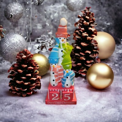Snowmen Count Down To Christmas Wooden Snow Family With Number Blocks Reusable 