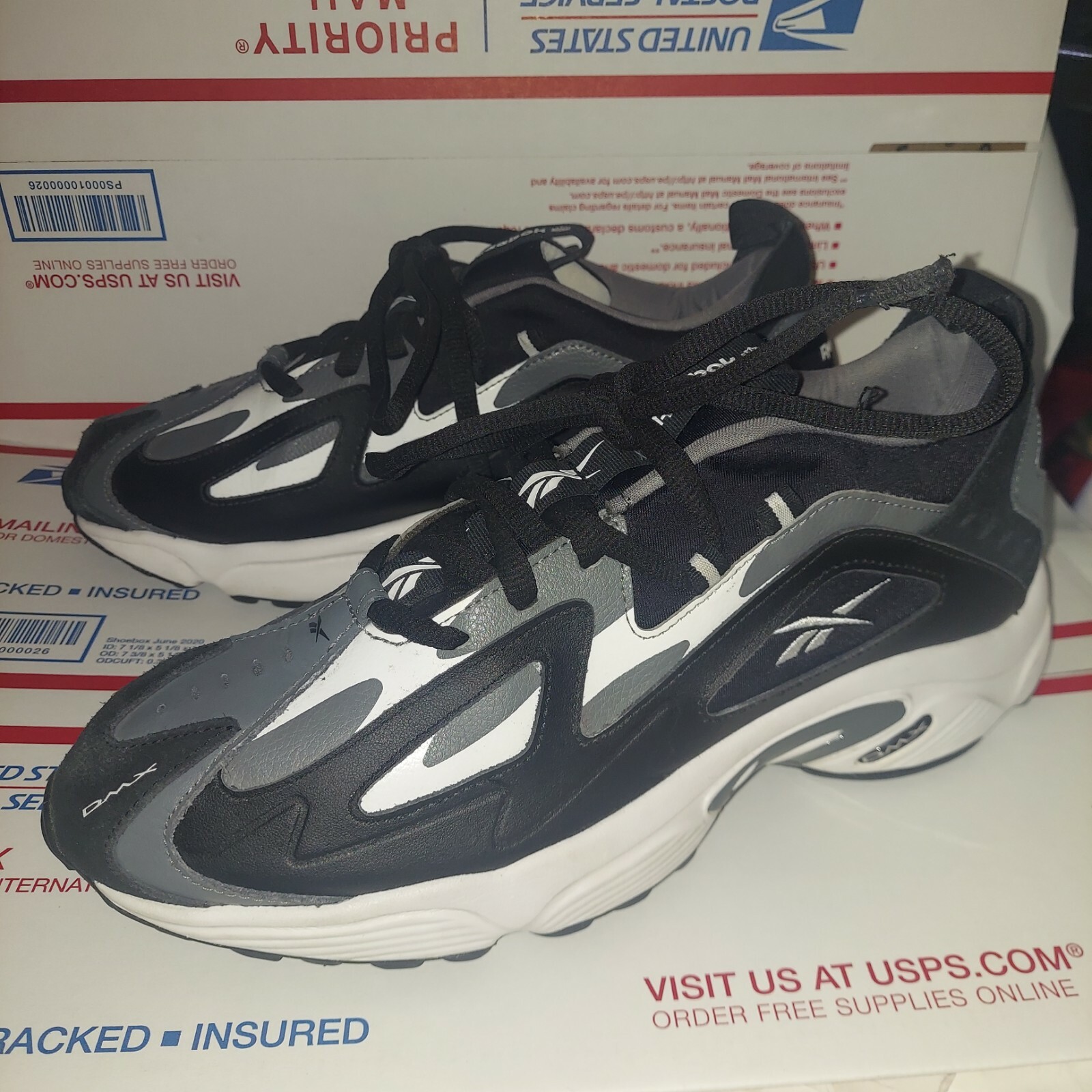 Reebok DMX Series 1200 Sneakers Men's 9.5 Black White Gray Worn Twice:  купить с доставкой из США, цена 6 744 руб - (195035749839)