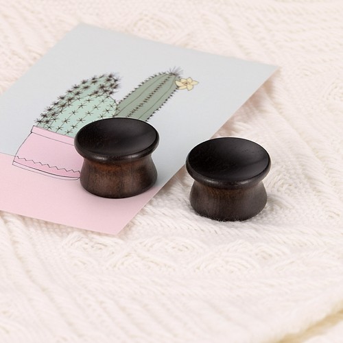 2pcs Wood Ear Gauges One Side Concave Ear Plugs Wooden Ear Expander Flesh Tunnel