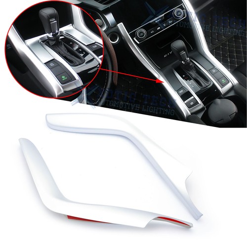 2x Interior ABS Chrome Gear Shift Frame Cover Trims For Honda Civic 10th 2016-21