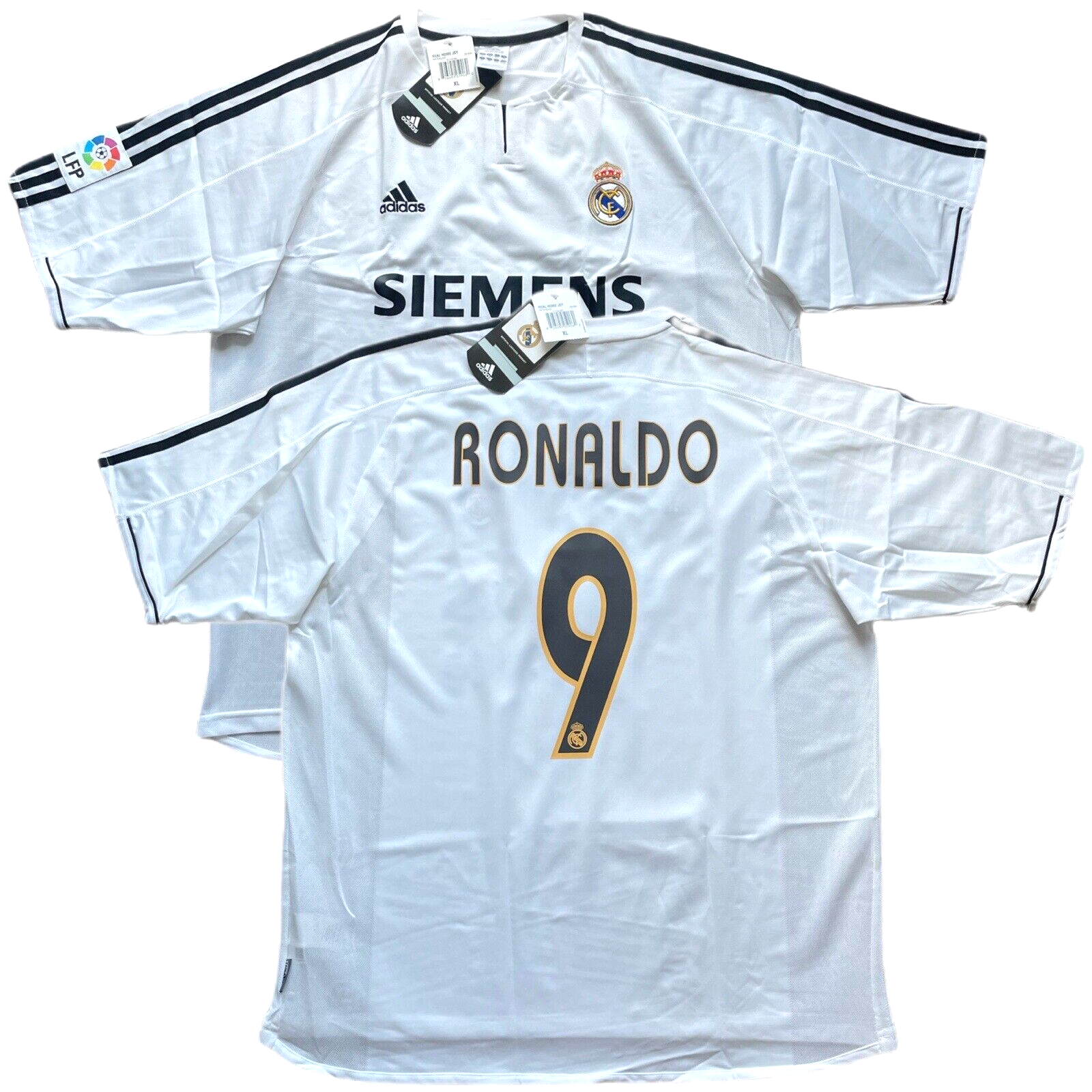 2003/04 Real Madrid Home Jersey #9 Ronaldo XL Adidas Soccer 2003/04 Real Madrid Home Jersey #9 Ronaldo XL Adidas Soccer