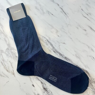 NEW Tom Ford Men's Dress Socks Blue Cotton Size Medium Made in Italy