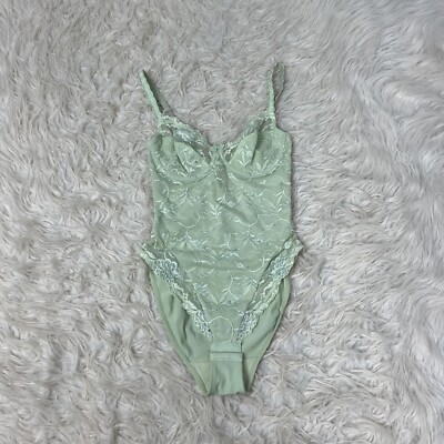 Lisca Vintage Mint Green Lace Bodysuit Teddy Lingerie Coquette Size Medium