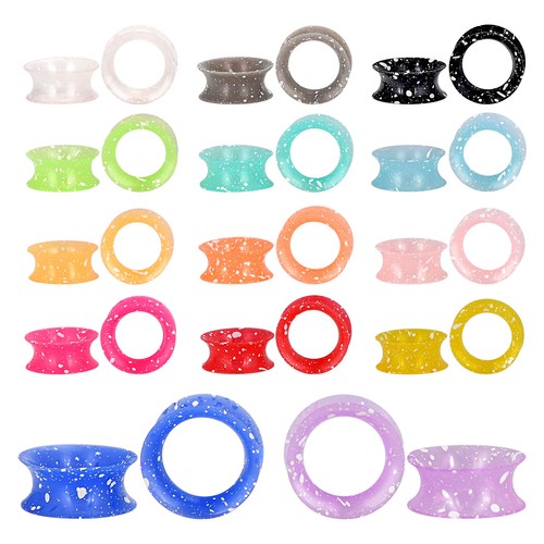 2pcs White Spots Ear Plugs Thin Silicone Ear Gauges Double Fared Flesh Tunnels
