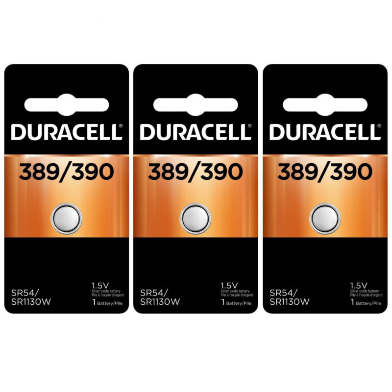 3 389/390 Duracell Silver Oxide Batteries (ag10, 189, Sr1130, Sr1130w, Sr54)