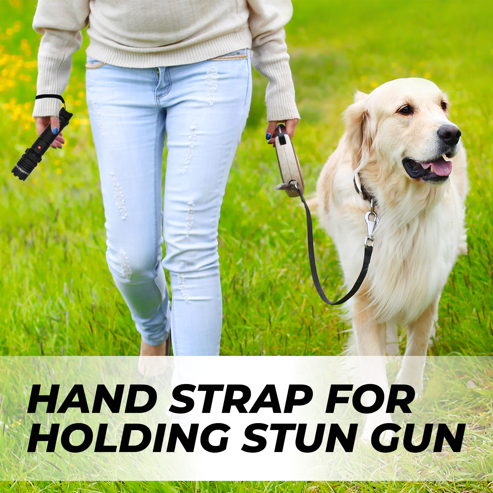 FIGHTSENSE HEAVY DUTY STUN GUN WITH LED FLASHLIGHT FOR WOMEN SELF DEFENSE