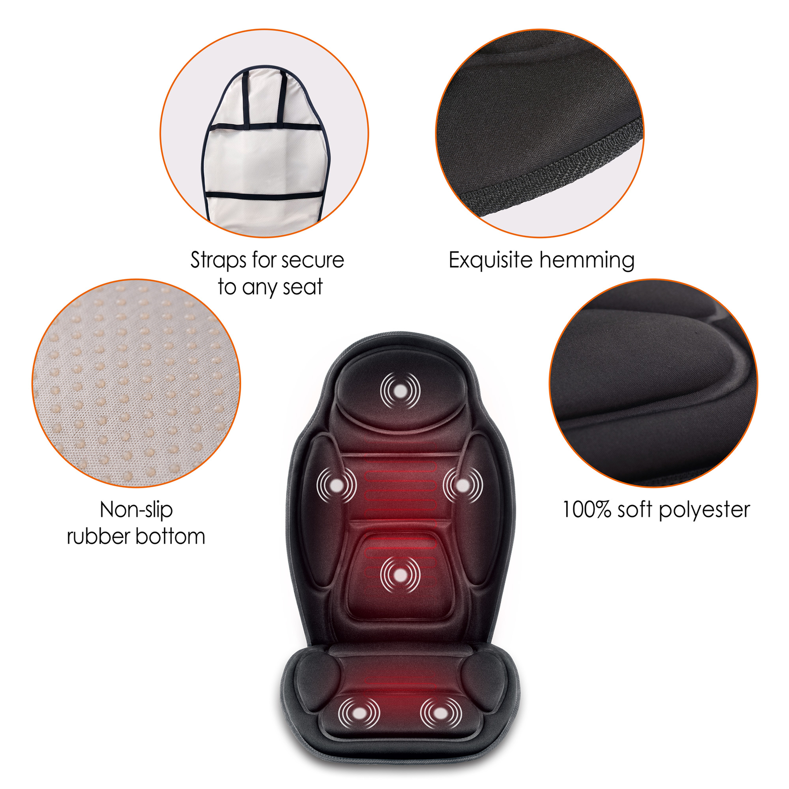 Snailax Back Massager with heat, Massage Seat Cushion, 6 Vibration Massage Nodes