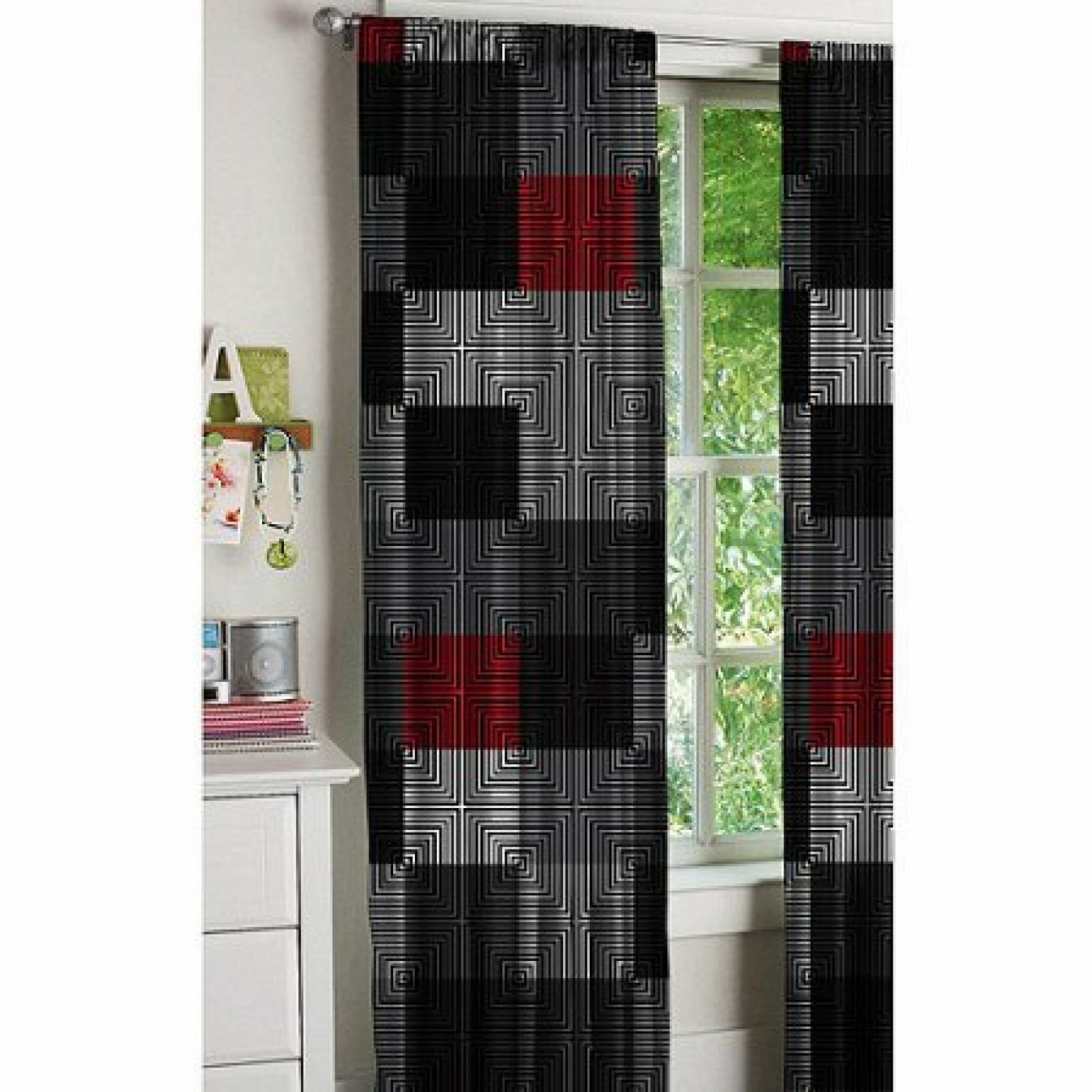 Window Curtain Panels Set Of 2 52x84 Red Black White Grey Window Curtain Panels Set Of 2 52x84