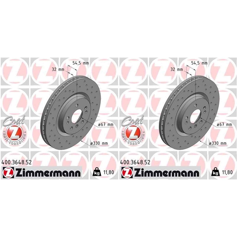 2x Zimmermann Disques De Frein 330mm PerforÃ© Avant Convient Pour Mercedes Ml R