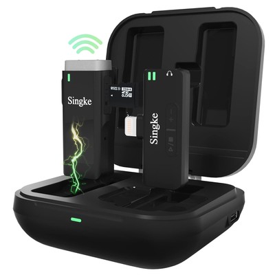 Singke Wireless Lavalier Microphone for iPhone iPad 2.4GHz MFi Certified Ligh...