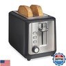 Hamilton Beach Gourmet 2 Slice Slot Toaster with Extra Long and Wide Slots, Sure-Toast Technology, Shade Selector, Bagel Setting, Matte Black and Stainless Steel (22996)
