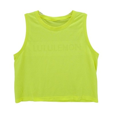 LULULEMON Breeze By Muscle Crop Tank HIYE Bright Yellow Logo Size 8