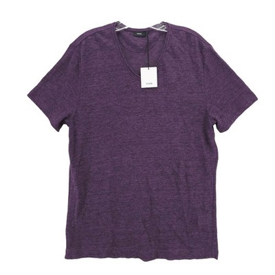 NWT VINCE Men's 100% Linen Tee T-Shirt V-Neck Heather Purple Size LARGE