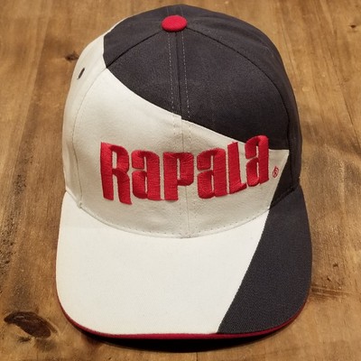 Rapala Fishing Hat Cap Strap Back Wrap One Size Blue White Fish Lure Bait 90s