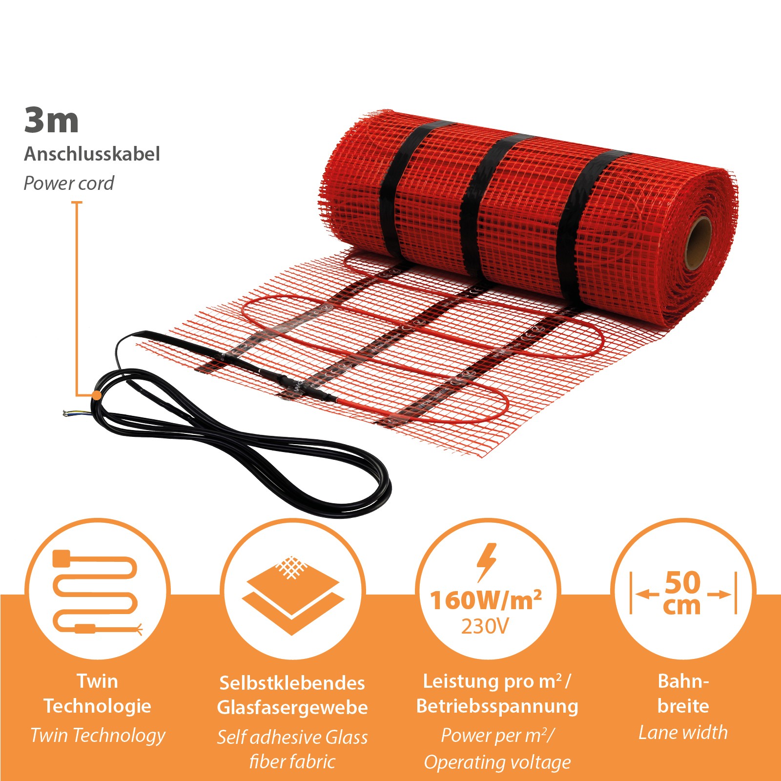 Mi-Heat Heizmatte ECO 160Watt/m² 7,0m² - Bild 