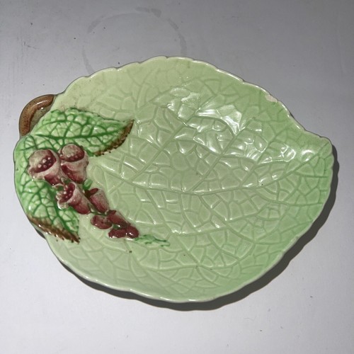 Vintage Carlton Ware Hand Painted Floral Green Leaf Dish