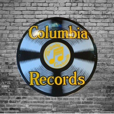 Plaque émaillée COLUMBIA records musique en forme de vinyle emailschilder