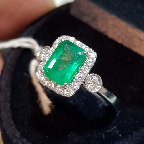 Real Emerald Wedding Ring White Gold Diamond Emerald Ring Women Emerald Rings