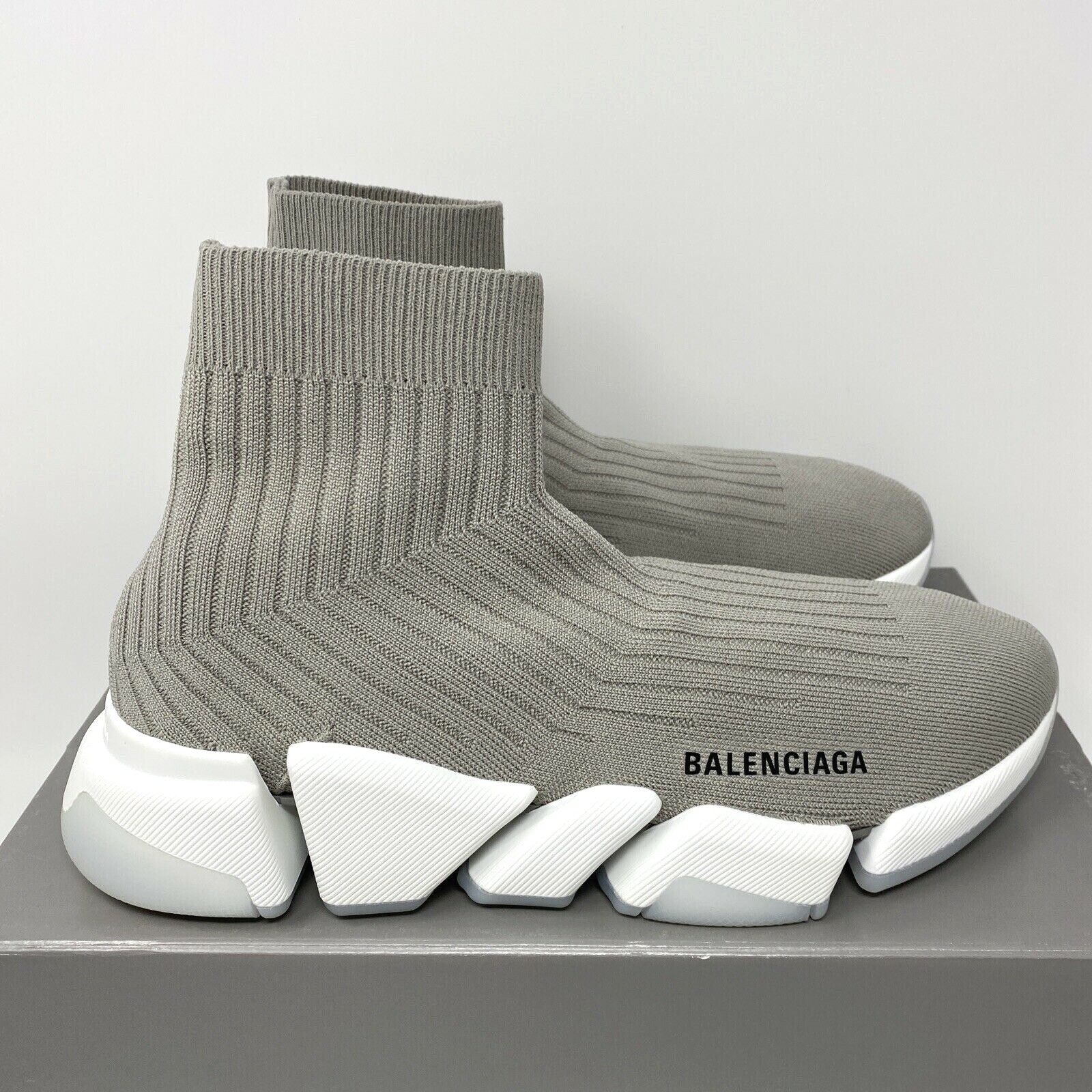 Balenciaga Speed 2.0 Ribbed Women's Sneakers Size 40 EU / 10 US Grey White  | eBay