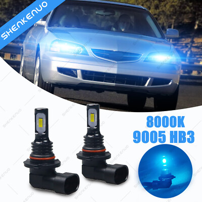 Ice Blue 9005 LED Headlight Bulbs for Acura CL RL TL CSX TSX MDX High Beam 8000K