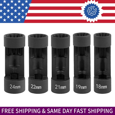 5Pcs 12 Point 1/2 Drive Suspension Strut Nut Socket 18mm 19mm 21mm 22mm 24mm